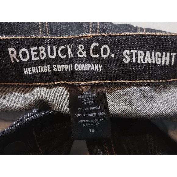 Sears Roebuck boys jeans size 16 dark wash 100% cotton mid rise adjustable wiast - Picture 8 of 11